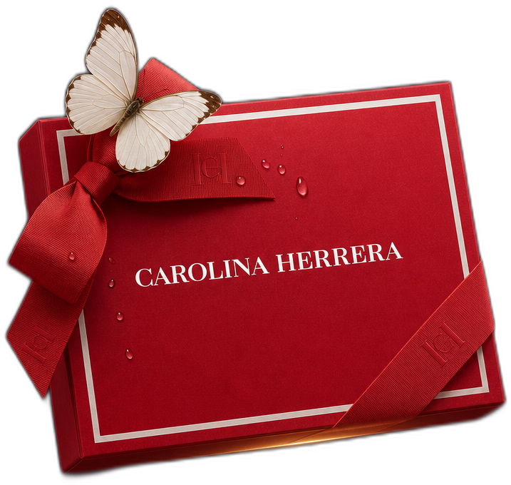 Mystery Box vermelha com borboleta branca pousada no laço